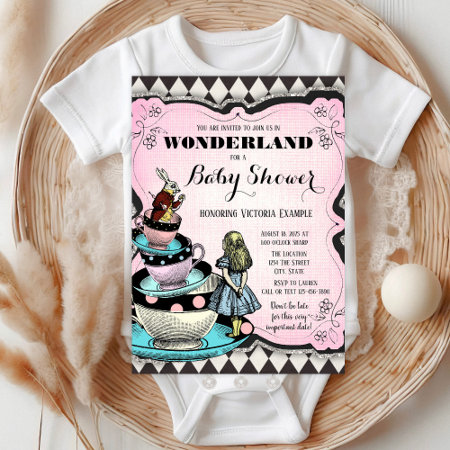 Vintage Alice In Wonderland Baby Shower Invitation