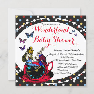 Vintage Alice in Wonderland Baby Shower Invitation