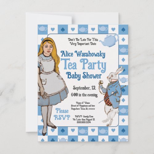 Vintage Alice in Wonderland baby shower invitation