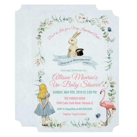 alice in wonderland baby shower invitations