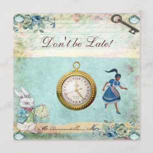 Vintage Alice in Wonderland Baby Shower Tea Party Invitation