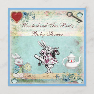 Vintage Alice in Wonderland Baby Shower Tea Party Invitation