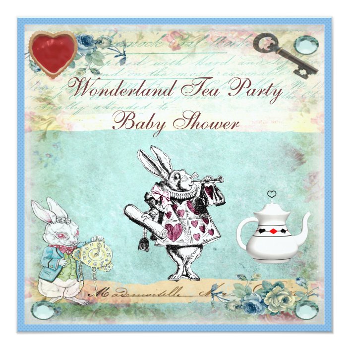 Vintage Alice in Wonderland Baby Shower Tea Party Invitation | Zazzle.com