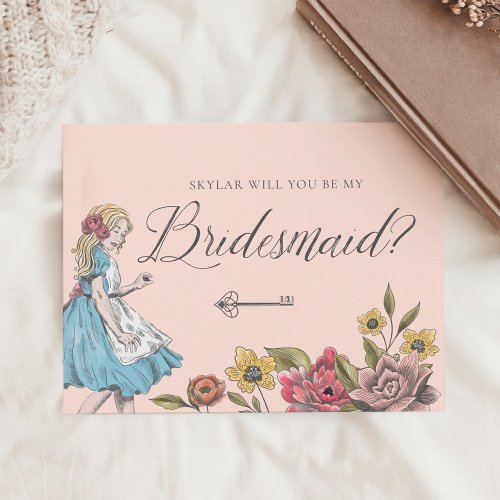 Vintage Alice in Wonderland  Be My Bridesmaid  Invitation Postcard