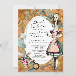 Vintage Alice in Wonderland Birthday Bridal Baby I Invitation