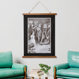 Vintage Alice in Wonderland Black White Fine Art Hanging Tapestry