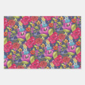 Vintage Alice In Wonderland Bold Bright Flowers Wrapping Paper Sheets (Front 2)