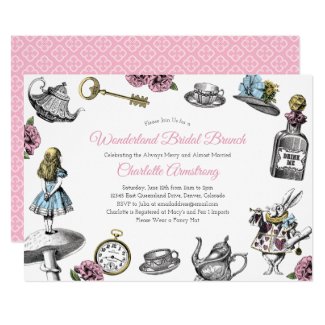 Vintage Alice in Wonderland Bridal Brunch Invitation