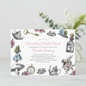 Vintage Alice in Wonderland Bridal Brunch Invitation (Standing Front)
