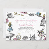 Vintage Alice in Wonderland Bridal Brunch Invitation (Front)
