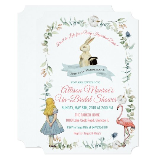 Vintage Alice in Wonderland Bridal Shower Invitation