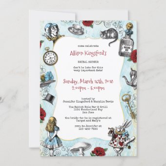 Vintage Alice in Wonderland Bridal Shower Invitation | Zazzle