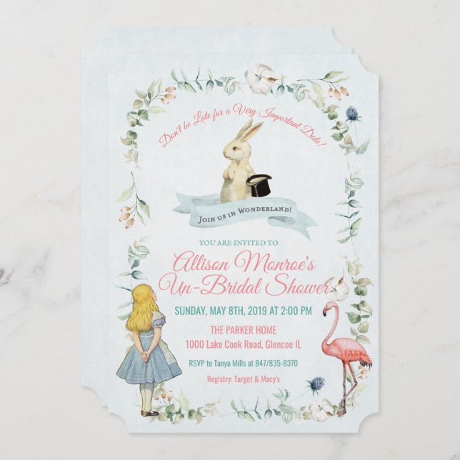 Vintage Alice in Wonderland Bridal Shower Invitation (Front/Back)