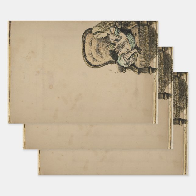 Vintage Alice in Wonderland Chair Wrapping Paper Sheets (Set)