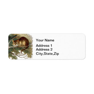 Vintage Alice in Wonderland Cheshire Cat Art Label