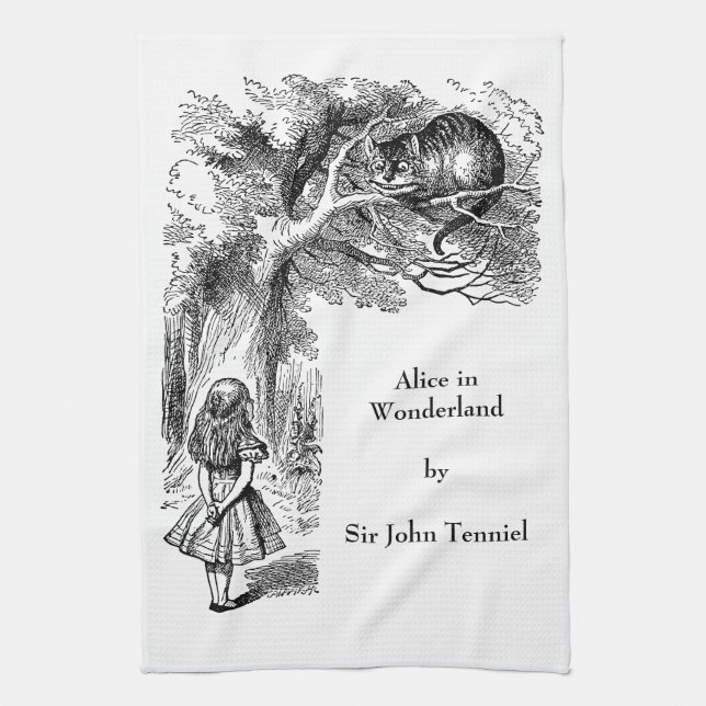 Vintage Alice in Wonderland, Cheshire Cat Kitchen Towel (Vertical)