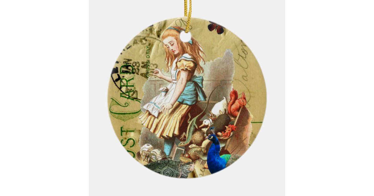 Vintage Alice in Wonderland collage Ceramic Ornament
