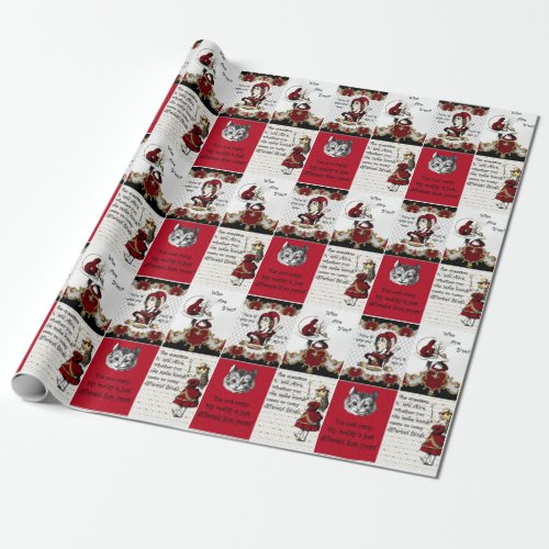 Vintage Alice in Wonderland Collage Christmas Gift Wrapping Paper