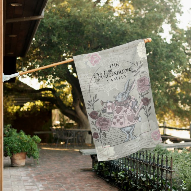 Vintage Alice In Wonderland Collage Decoupage House Flag (In SItu)