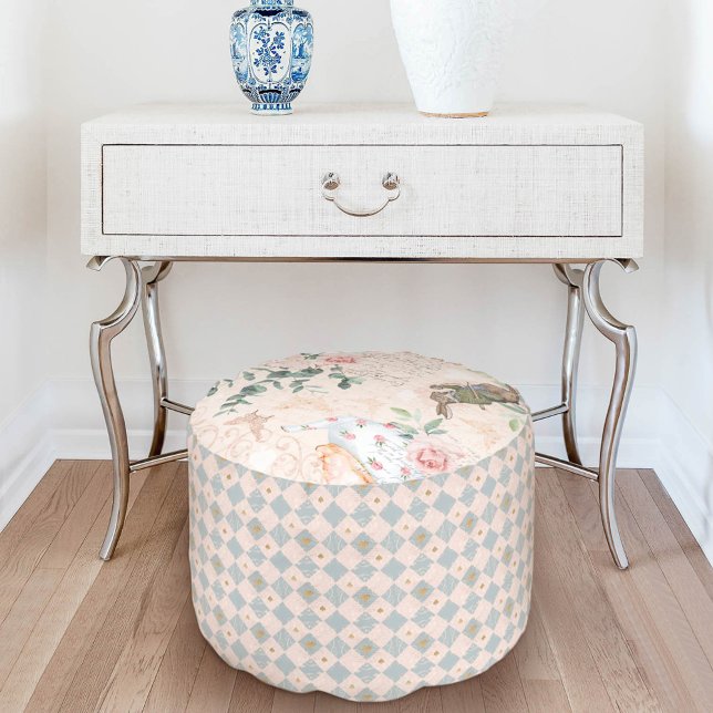 Vintage Alice In Wonderland Collage Decoupage Pouf (Creator Uploaded)