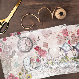 Vintage Alice In Wonderland Collage Decoupage Tissue Paper