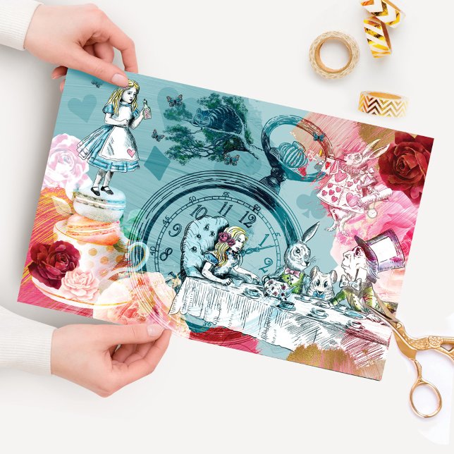 Vintage Alice In Wonderland Collage Decoupage Tissue Paper (Creator Uploaded)