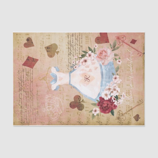 Vintage Alice In Wonderland Collage Decoupage Tissue Paper (Front)