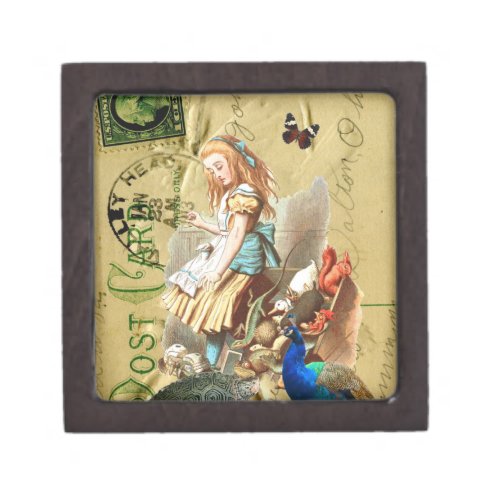Vintage Alice in Wonderland collage Gift Box