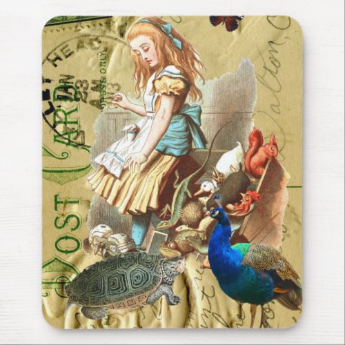 Vintage Alice in Wonderland collage Mouse Pad