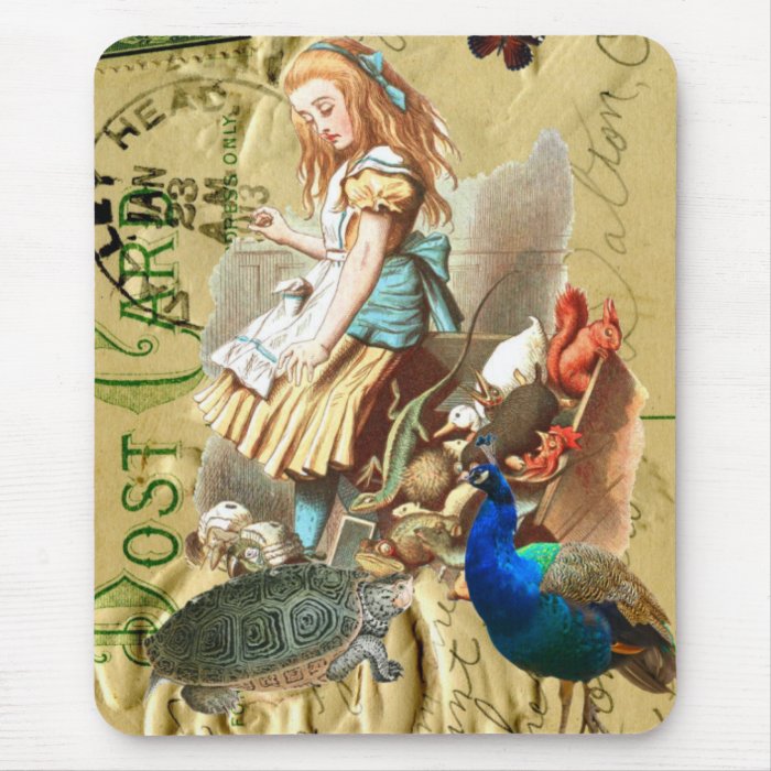 Vintage Alice in Wonderland collage Mousepads