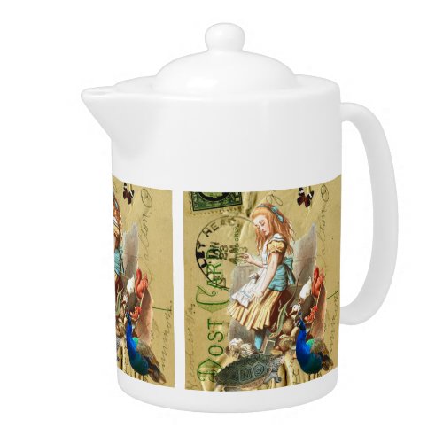 Vintage Alice in Wonderland collage Teapot