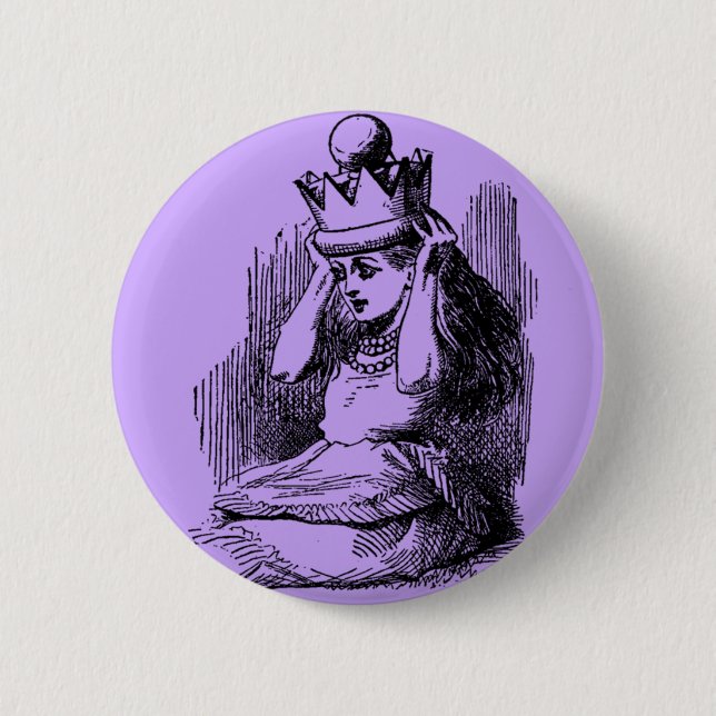 Vintage Alice in Wonderland & Crown Pinback Button (Front)