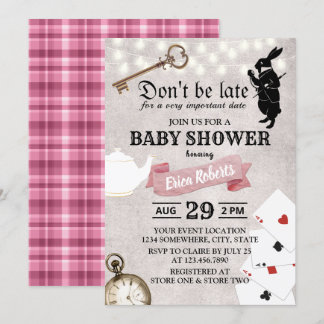 Vintage Alice in Wonderland Cute Girl Baby Shower Invitation