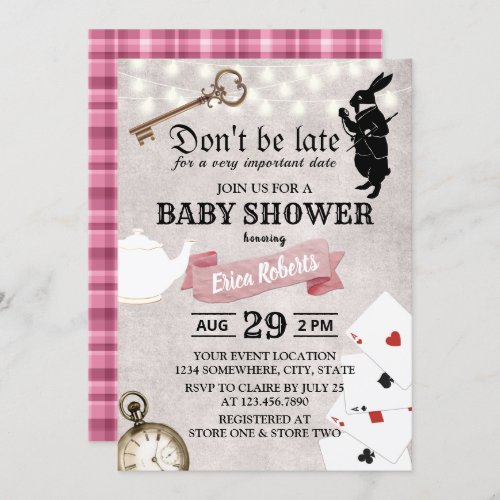 Vintage Alice in Wonderland Cute Girl Baby Shower Invitation