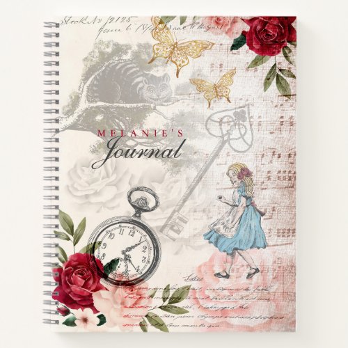 Vintage Alice In Wonderland Decoupage Collage Note Notebook