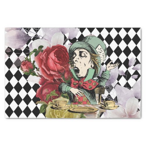 Vintage Alice in Wonderland Decoupage Mad Hatter Tissue Paper
