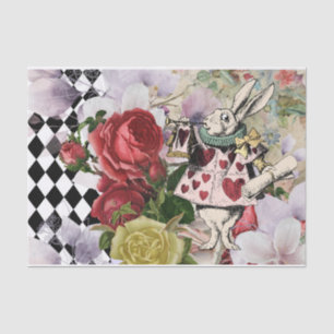 Vintage Alice in Wonderland Decoupage White Rabbit Tissue Paper