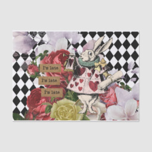 Vintage Alice in Wonderland Decoupage White Rabbit Tissue Paper