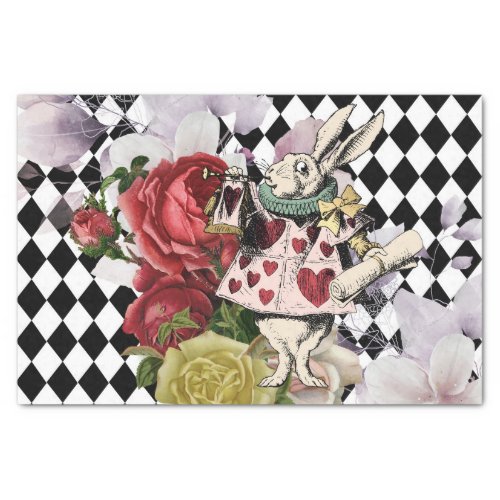 Vintage Alice in Wonderland Decoupage White Rabbit Tissue Paper