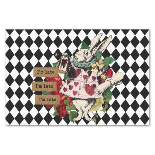 Vintage Alice in Wonderland Decoupage White Rabbit Tissue Paper