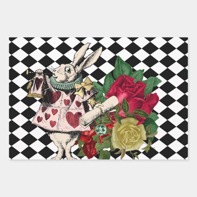 Vintage Alice in Wonderland Decoupage Wrapping Paper Sheets (Front)