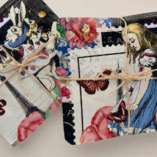 Vintage Alice in Wonderland Decoupage Wrapping Paper Sheets
