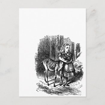 Vintage Alice In Wonderland Deer Fawn Bambi Print Postcard by iBella at Zazzle