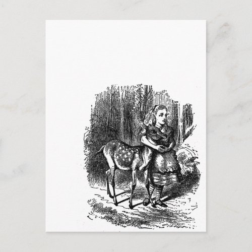 Vintage Alice in Wonderland deer fawn bambi print Postcard