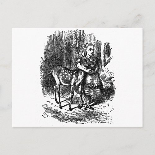 Vintage Alice in Wonderland deer fawn bambi print Postcard