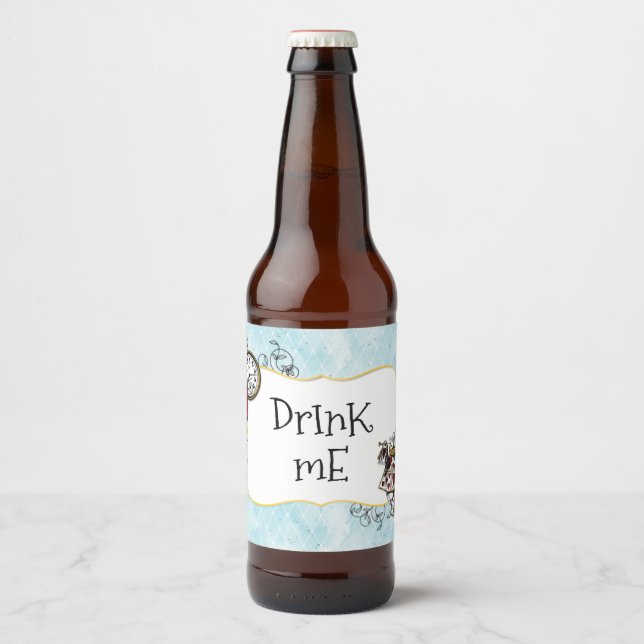 Vintage Alice in Wonderland Drink Me Beer Bottle Label (Front)