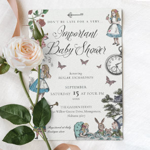 Vintage Alice In Wonderland Fairytale Baby Shower Invitation