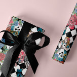 Vintage Alice in Wonderland Fairytale Checkerboard Wrapping Paper<br><div class="desc">Beautifully designed vintage Alice in wonderland checkerboard pattern design. Design features a mix of our own hand-drawn original florals and artwork. We've meticulously restored the iconic Alice in Wonderland vintage illustrations by hand sketching them and bringing them to life with beautiful watercolor undertones. Design features original hand-drawn vintage flowers, rose...</div>