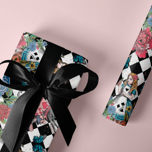 Alice in Wonderland Flowers Wrapping Paper Gift Wrap 