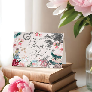 Vintage Alice In Wonderland Fairytale Collage Than Letterpress Thank You Card